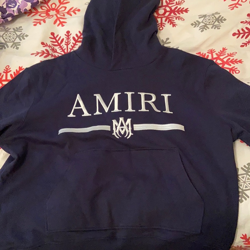 Blue embroidered amiri hoodie used